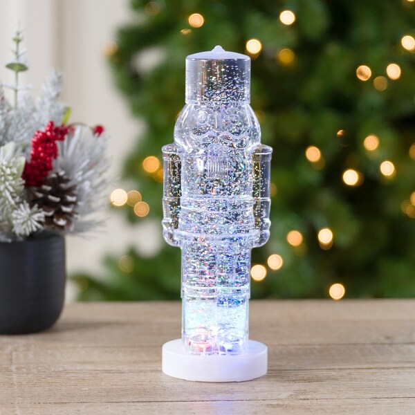 LED Clear Glitter Nutcracker Snow Globe