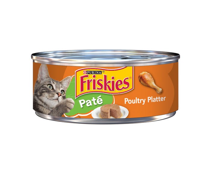 Purina Friskies Pate Poultry Platter Wet Cat Food， 5.5 oz. Can