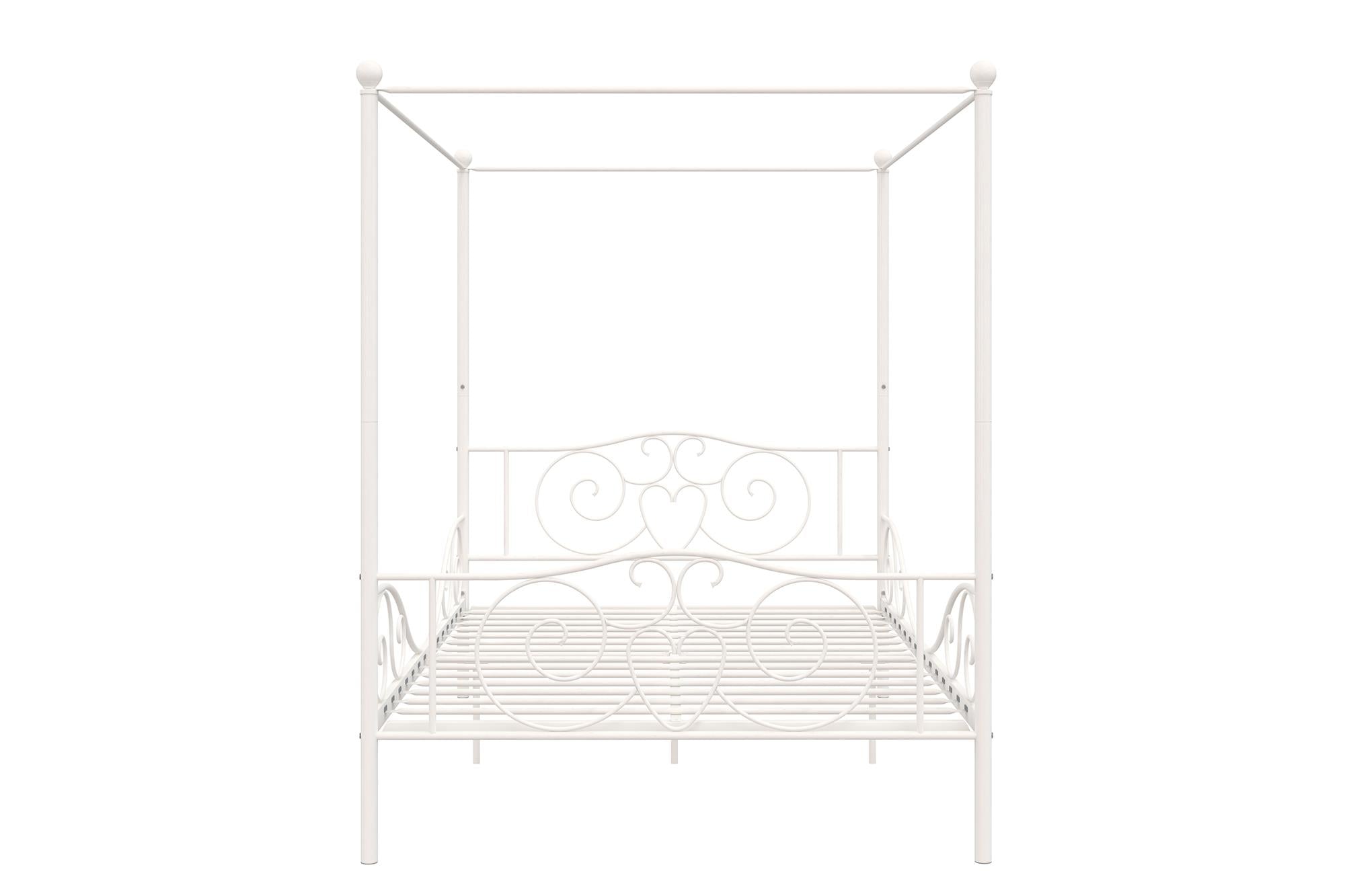 Elm & Oak Metal Canopy Kids Poster Bed, Full, White