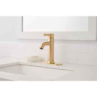 Glacier Bay Ryden Single Hole Single-Handle Bathroom Faucet in Brushed Gold HDQFS1A9277CZ