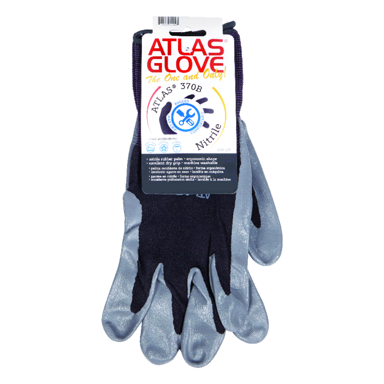 Atlas Unisex Indoor/Outdoor Dipped Gloves Black/Gray L 1 pair