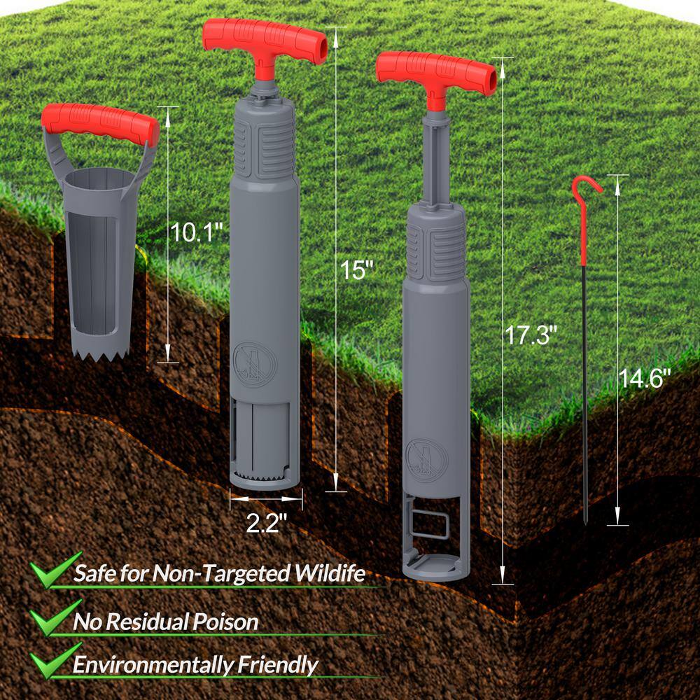 Gopher Trapping Set Mole Trap Vole Killer Outdoor Gopher Eliminator Reusable Mole Plunger (1-Set) GTS-001