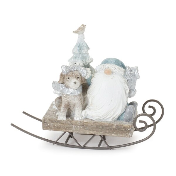 Santa on Sled (Set of 2) 5”H Resin