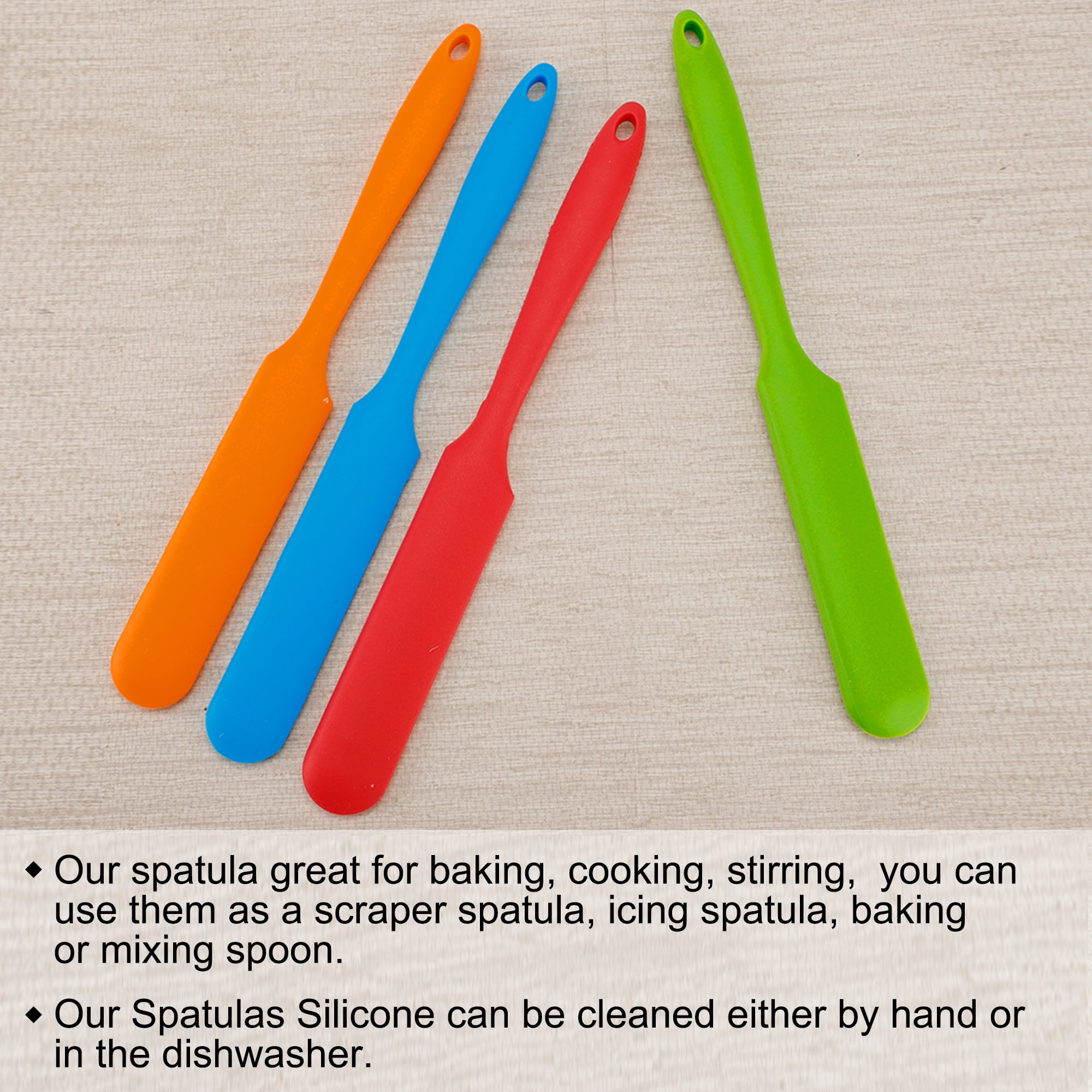 Unique Bargains Kitchen Cooking Silicone Jar Spatula Heat Resistant Turner Scraper Baking Utensils Multi-Color 4pc