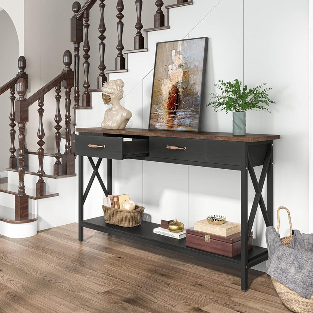 Tribesigns 70 9 Inch 2 Drawers Console Table