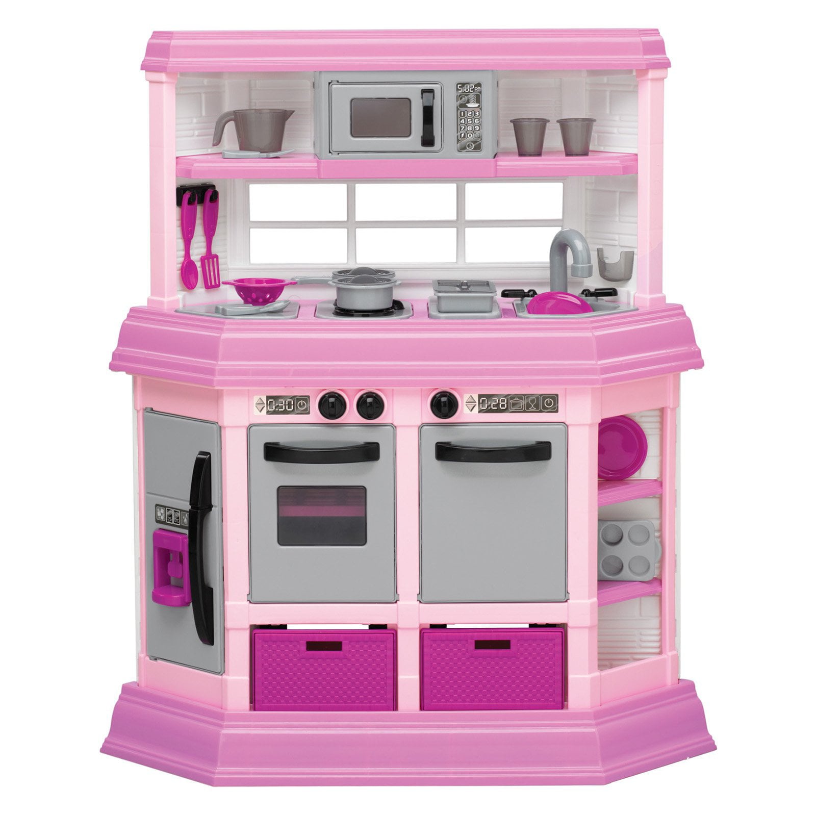 American Plastic Toys Deluxe Custom Play Kitchen with 22 Piece Accessory Play Set