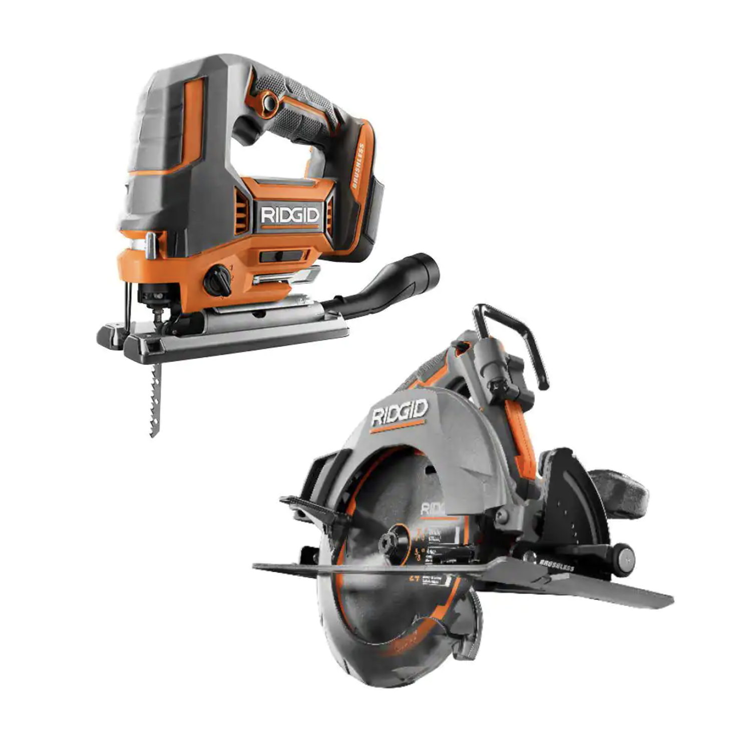 Ridgid 18V Brushless Cordless 2-Tool Combo Kit with Jig Saw and 7-1/4 in. Circular Saw， Tools Only (R8404435SB2N)