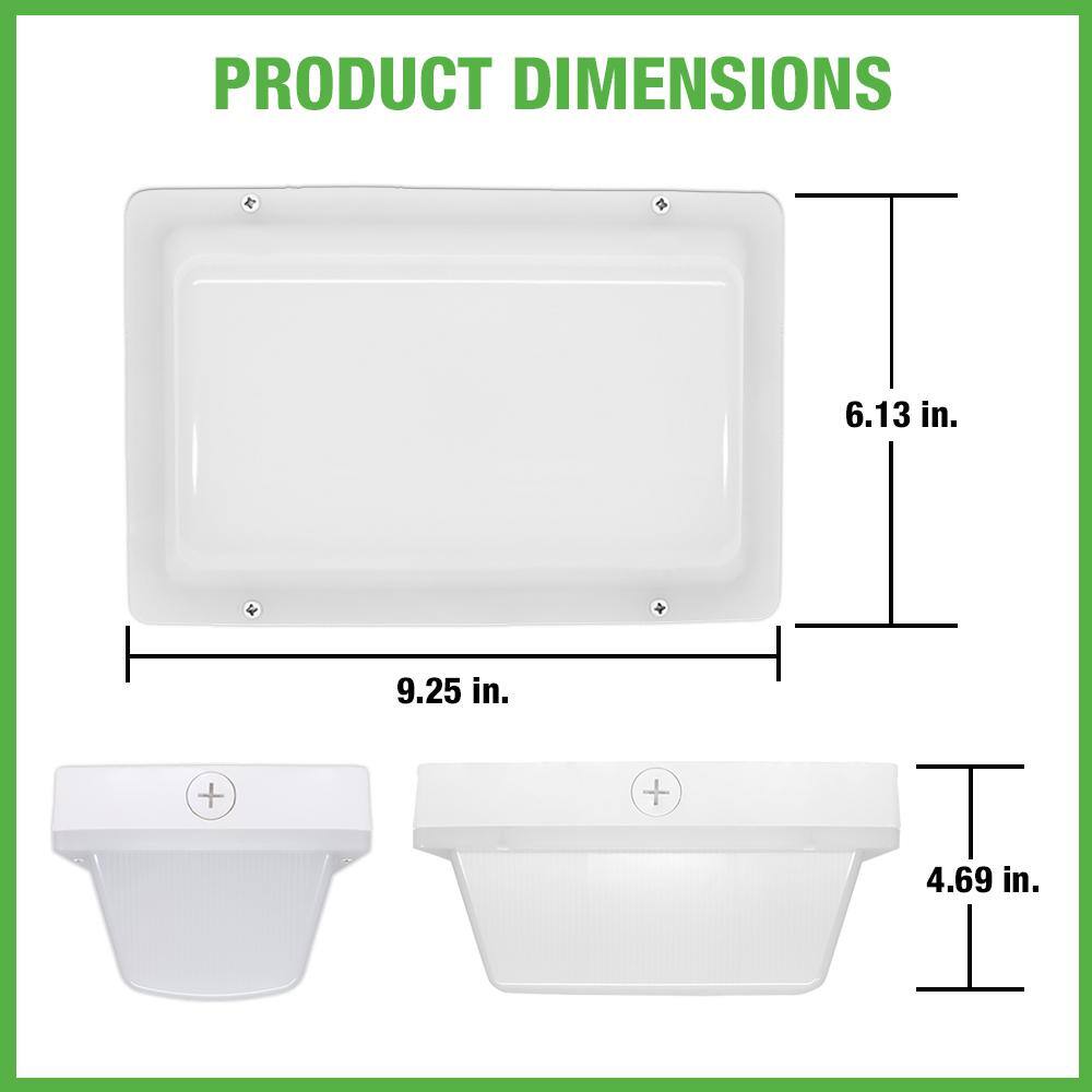 Hampton Bay 9 in. White LED Outdoor Impact Resistant Light 3 Color Temperature Option Weather Rust Resistant 600 to 1200 Lumen Boost 504091110