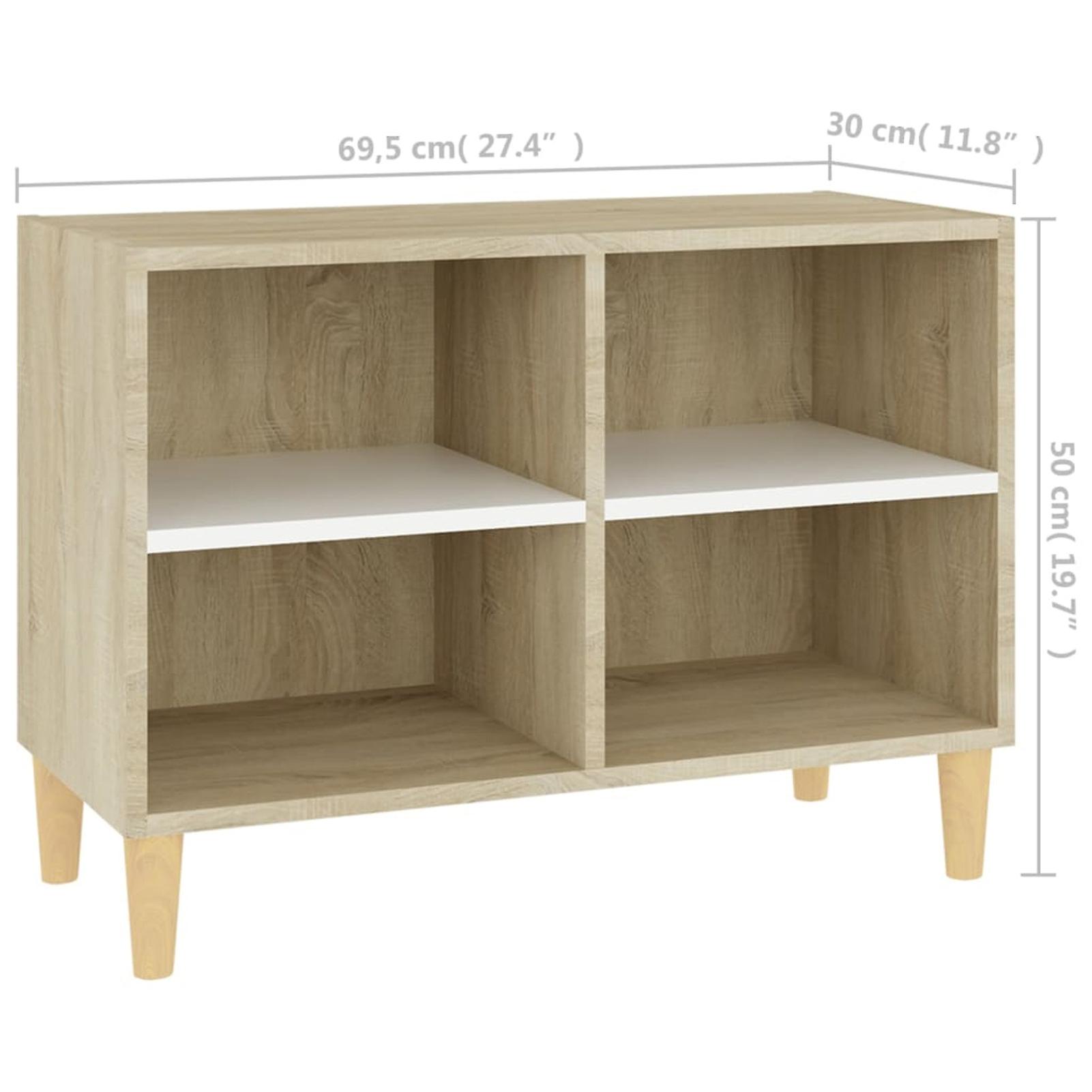 Tv Cabinet With Wooden Legs White And Sonoma Oak 69.5x30x50cm No.345649