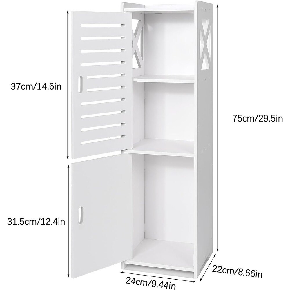 Bathroom Floor Cabinet Freestanding Double Door White