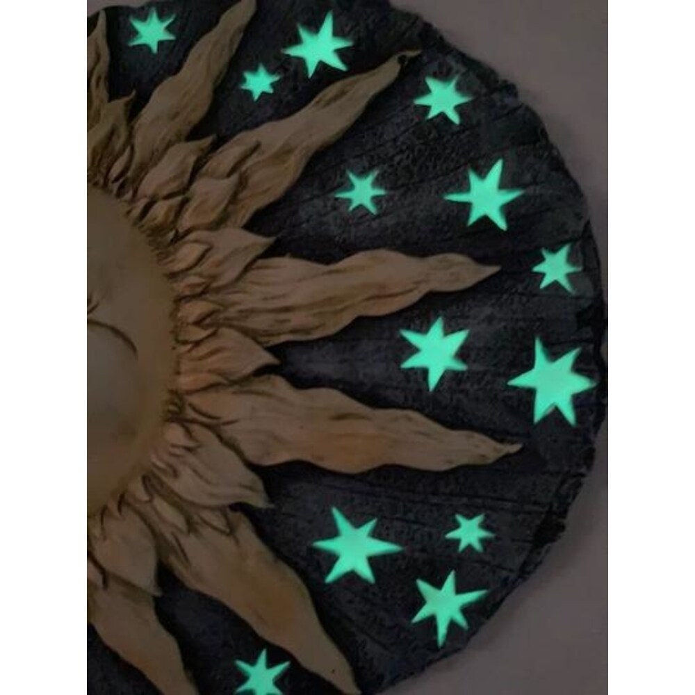 Sun and Stars Glow Decorative Garden Stone   Multi Color