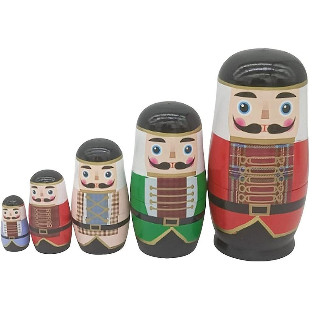 1 Set Nutcracker Russian Nesting Toys Wooden Stacking Dolls Nutcracker Dolls