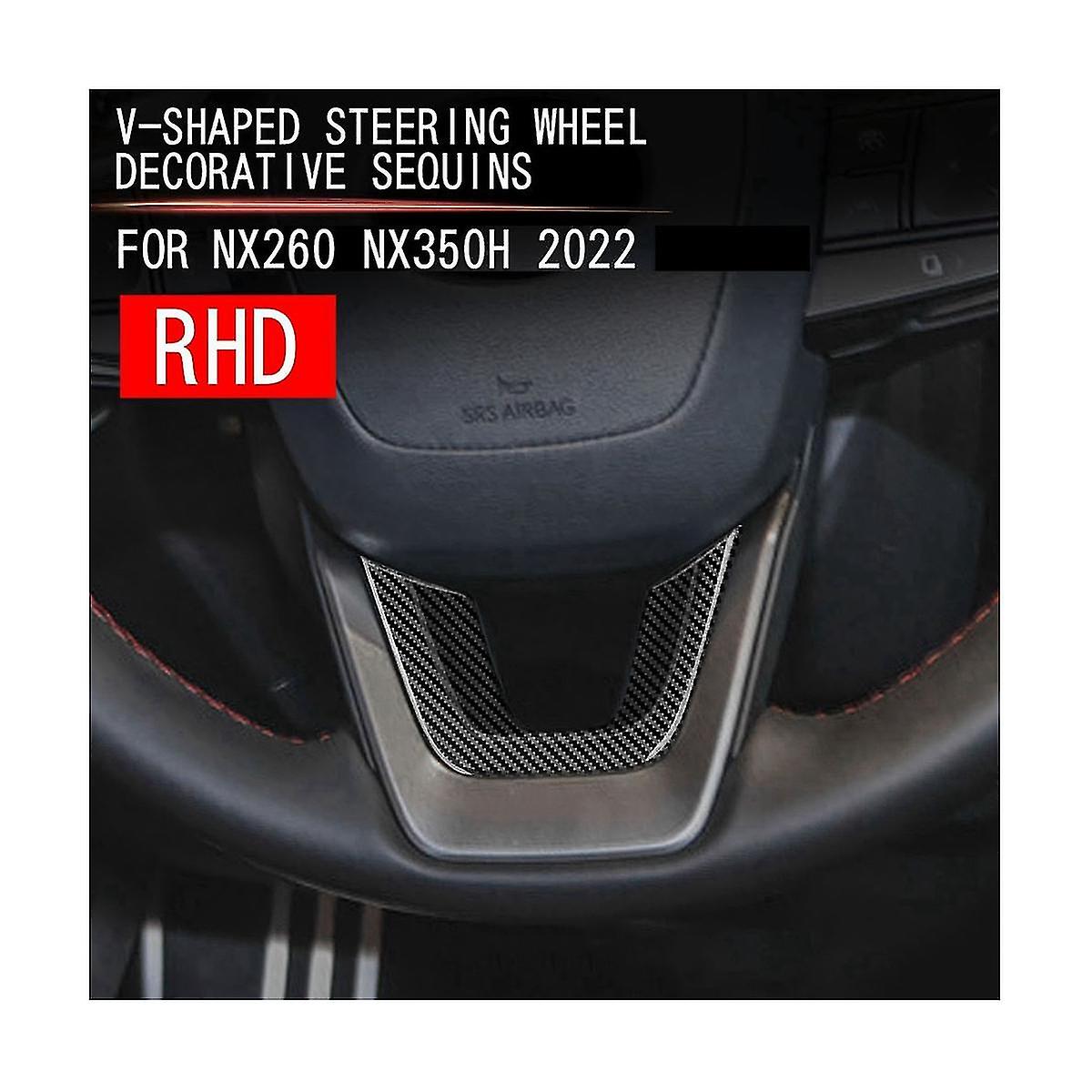 Carbon Fiber Steering Wheel Cover Interior Mouldings Strip Decoration For Nx260 Nx350h 2022+ Rhd