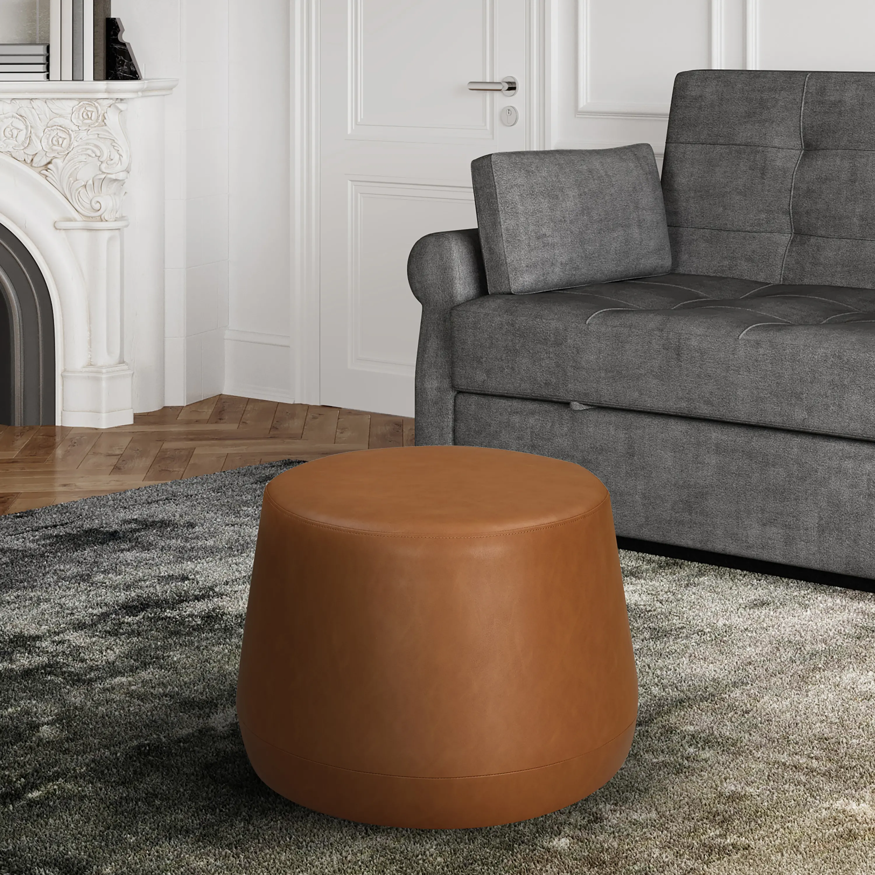 Grant Carmel Round Ottoman