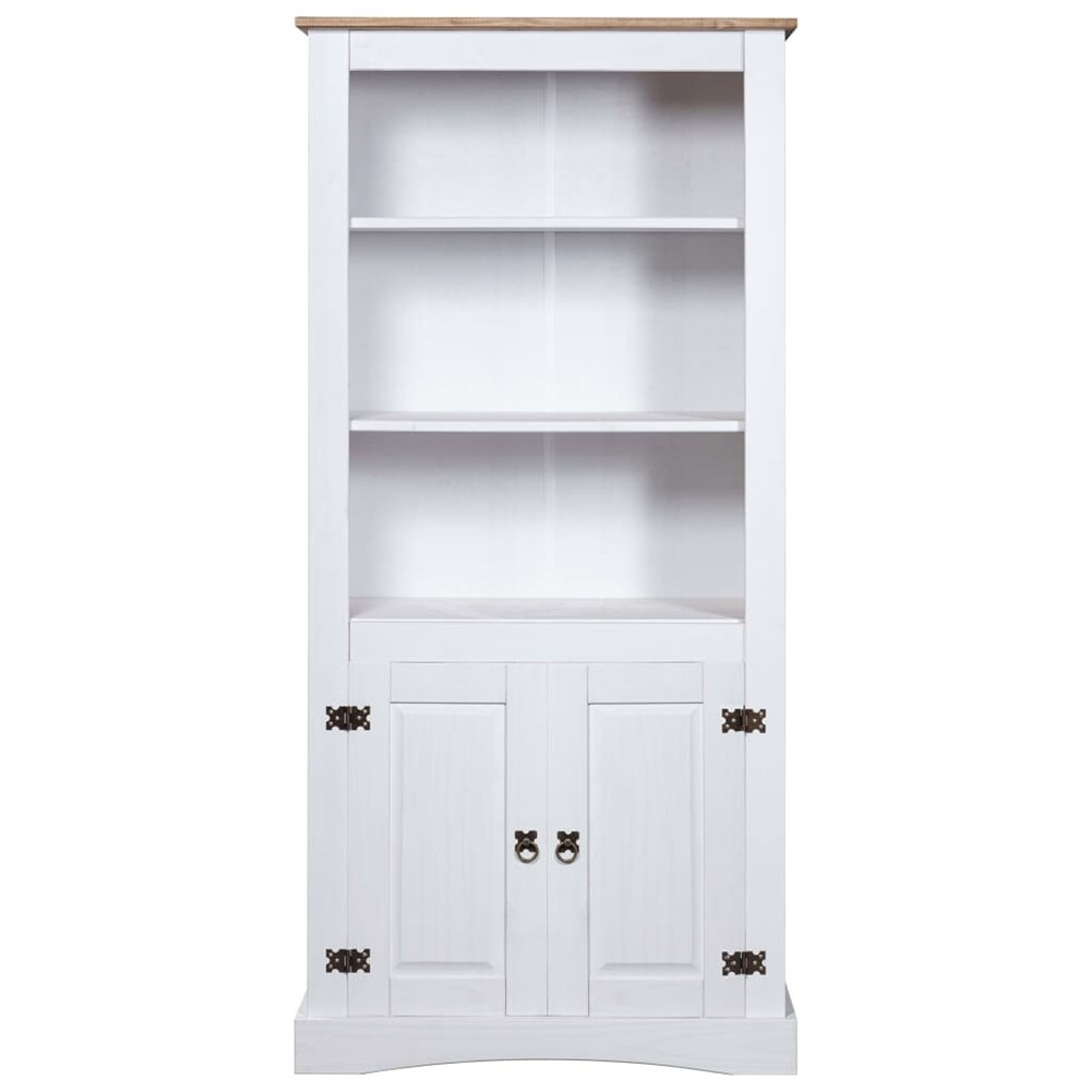 White 3 Tier Mexican Pine Side Cabinet with Doors