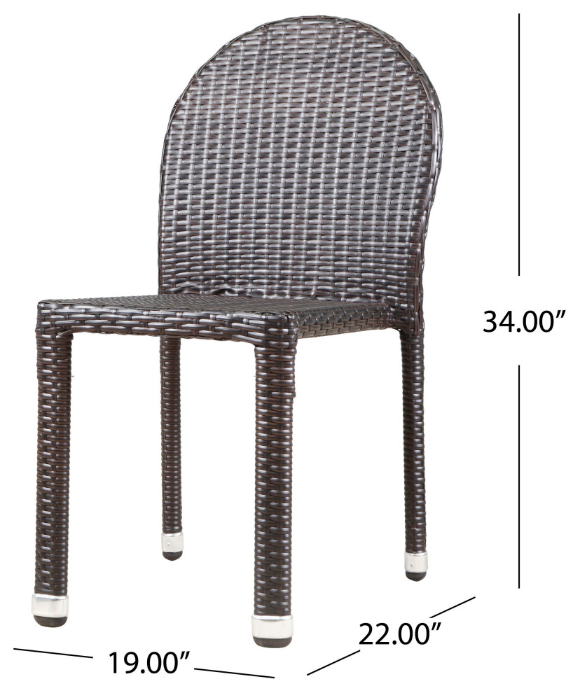 GDF Studio Aries Outdoor Aluminum Wicker Stackable Dining Chairs  Set of 2   Tropical   Outdoor Dining Chairs   by GDFStudio  Houzz