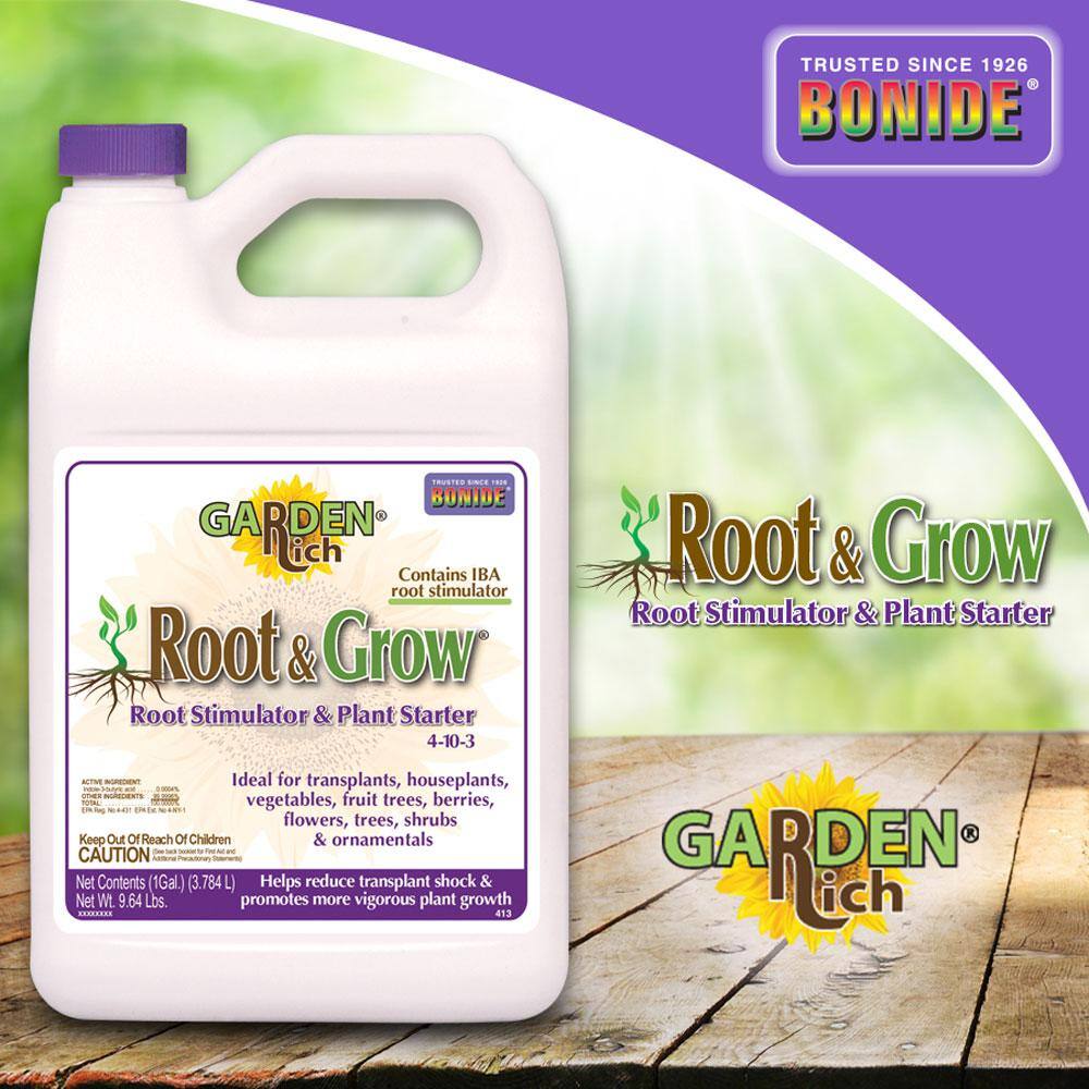 Bonide Garden Rich Root and Grow Root Stimulator and Plant Starter 128 oz Concentrate 4-10-3 Fertilizer for Transplanting 413