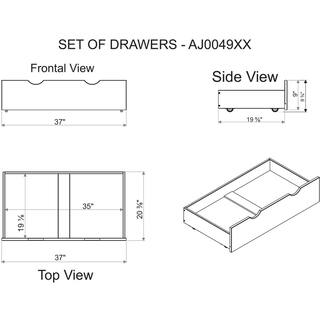 Bolton Furniture Alaterre 37 in. W x 9 in. H White Under Bed Storage Drawers (Set of 2) AJ0049WH