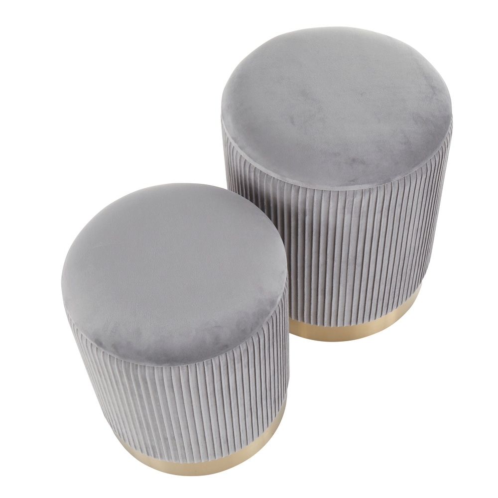 Silver Orchid Corday Contemporary Pleated Nesting Ottoman Set