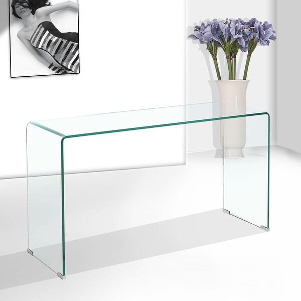 Small Clear Glass Side and End Table， Tempered Glass End Table Small Coffee Table