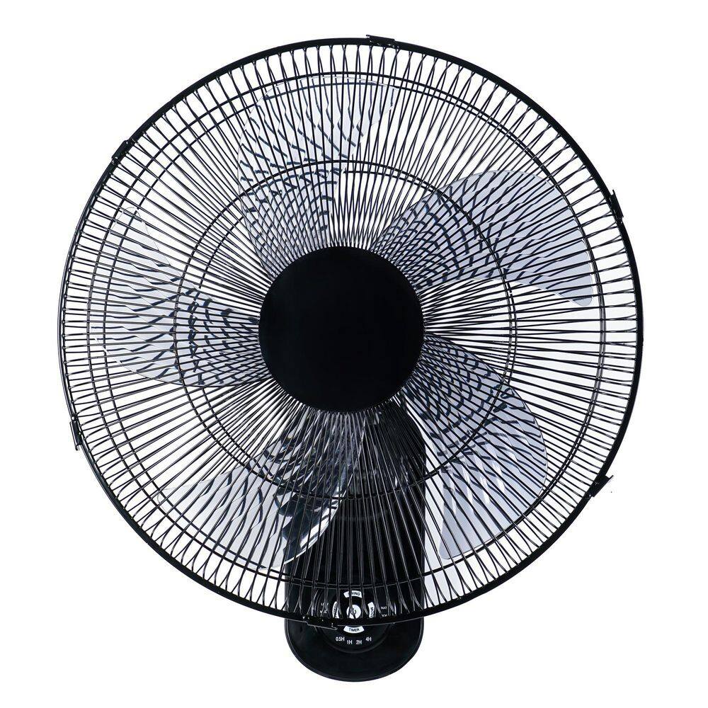 Tidoin 18 in. Black 3-Speed Mounted Wall Fan with 90 Degree Horizontal Oscillating 4 Hours Timer and 5 Blade DHS-YDW1-8255