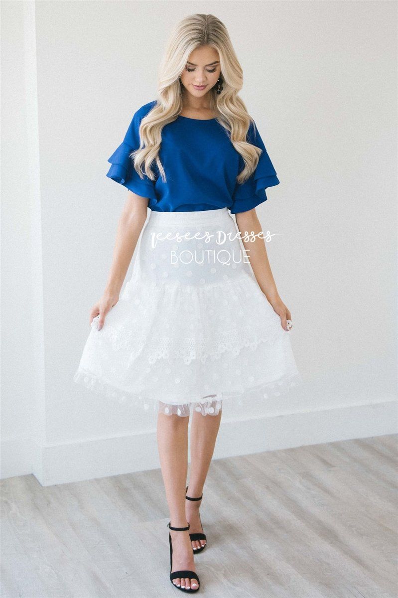 Stunning Lace Polka Dot Ruffle Skirt