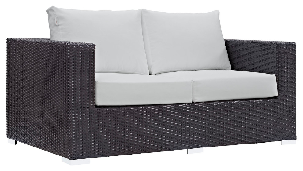 Convene 5 Piece Outdoor Wicker Rattan Sofa Set   Tropical   Outdoor Lounge Sets   by Modway  Houzz