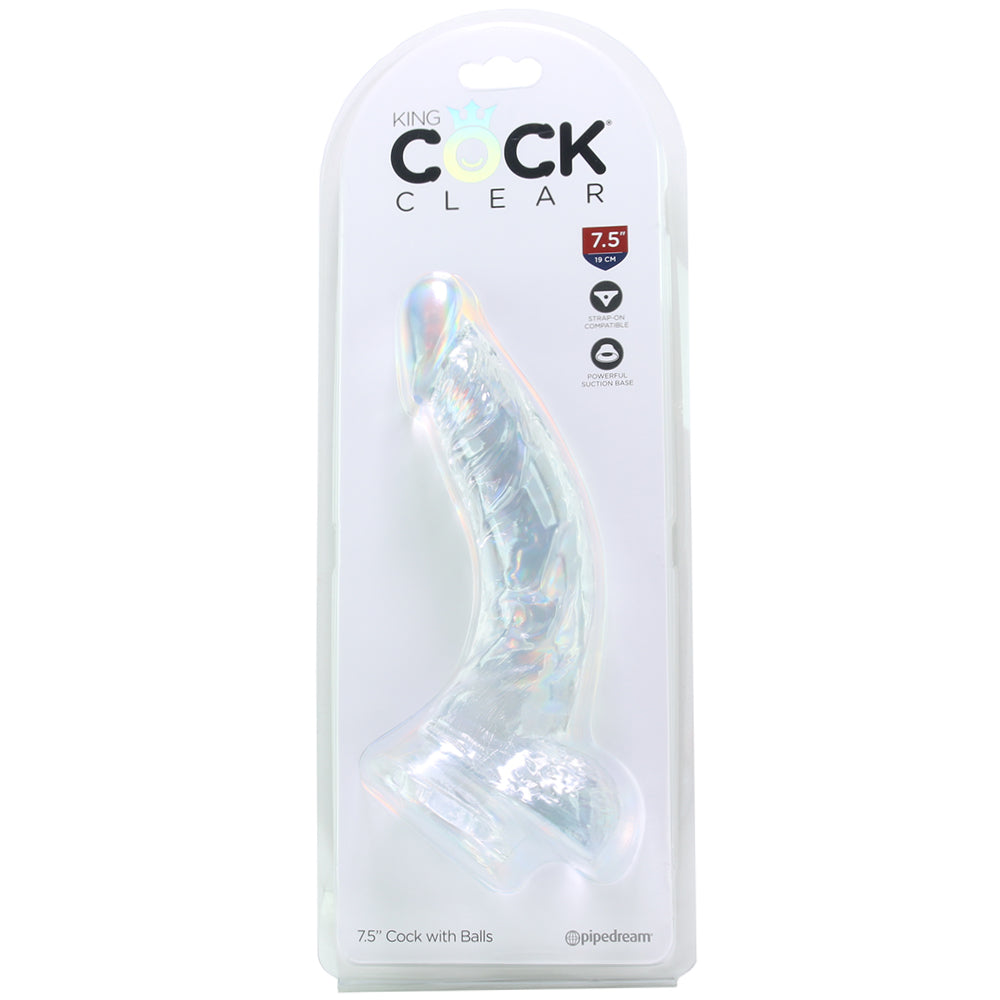 King Cock 7.5 Inch Ballsy Dildo in Clear