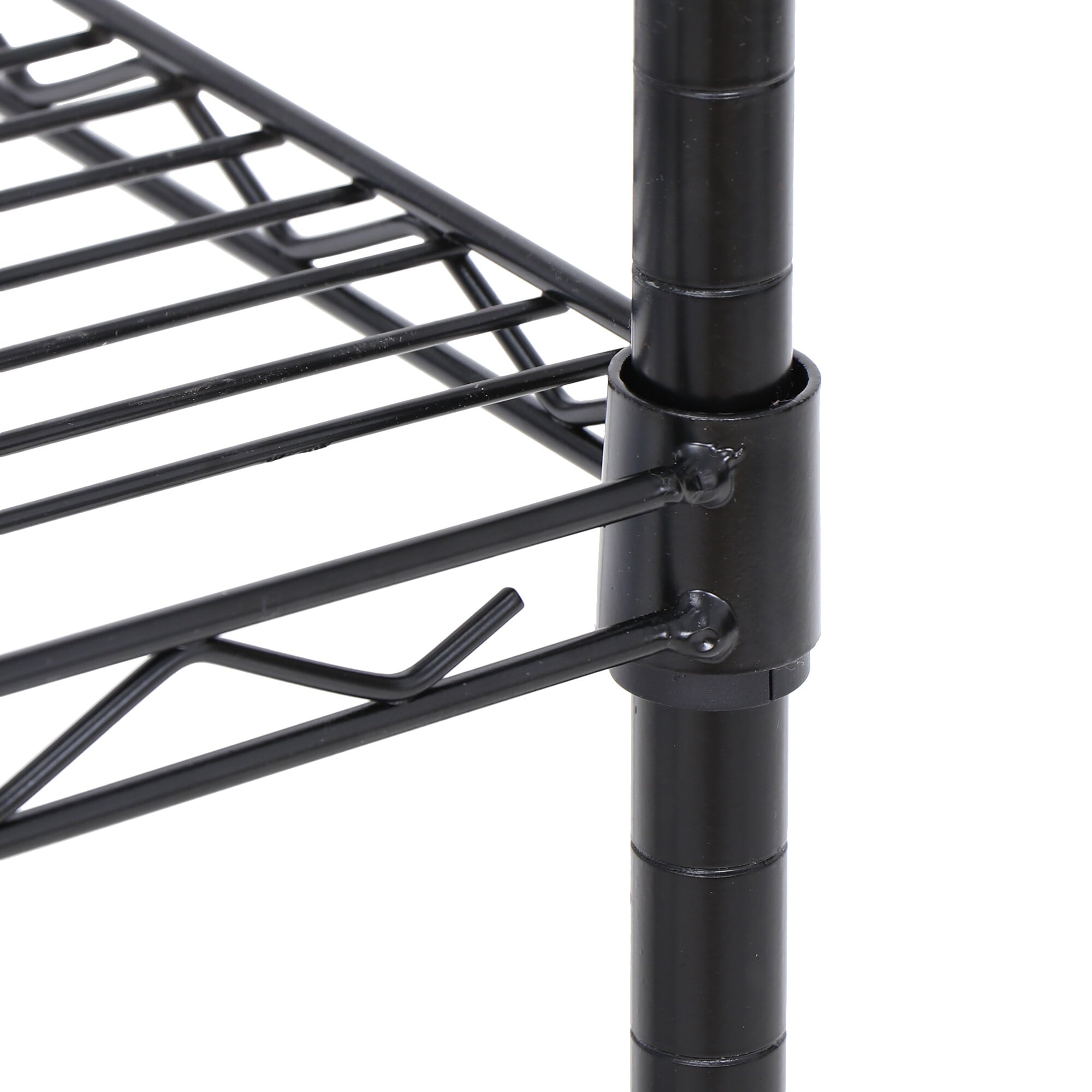 ZENY  3 Tires Rolling Kitchen Cart Height Adjustable Storage Tower Black