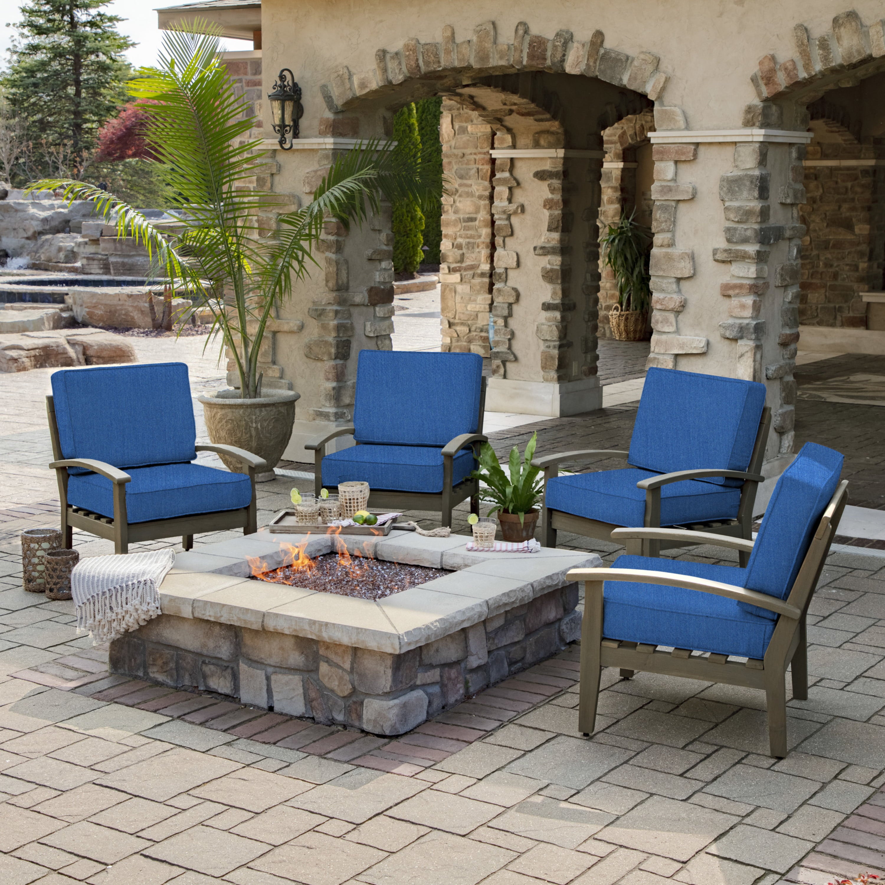 Arden Selections ProFoam Performance Outdoor Deep Seating Cushion Set 24 x 24， Lapis Blue