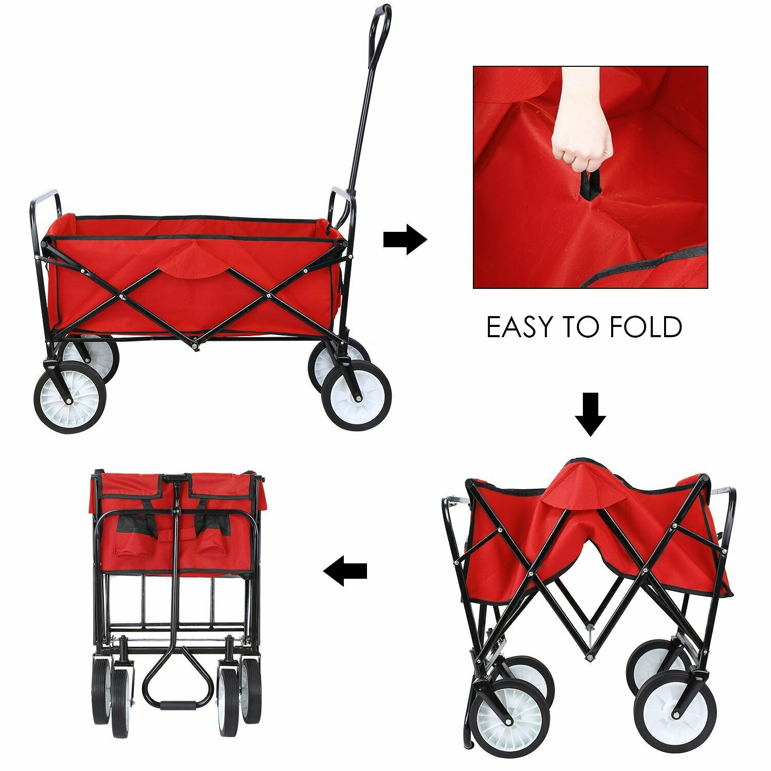 Increkid Collapsible Folding Utility Wagon Outdoor Wagon Cart Garden Cart