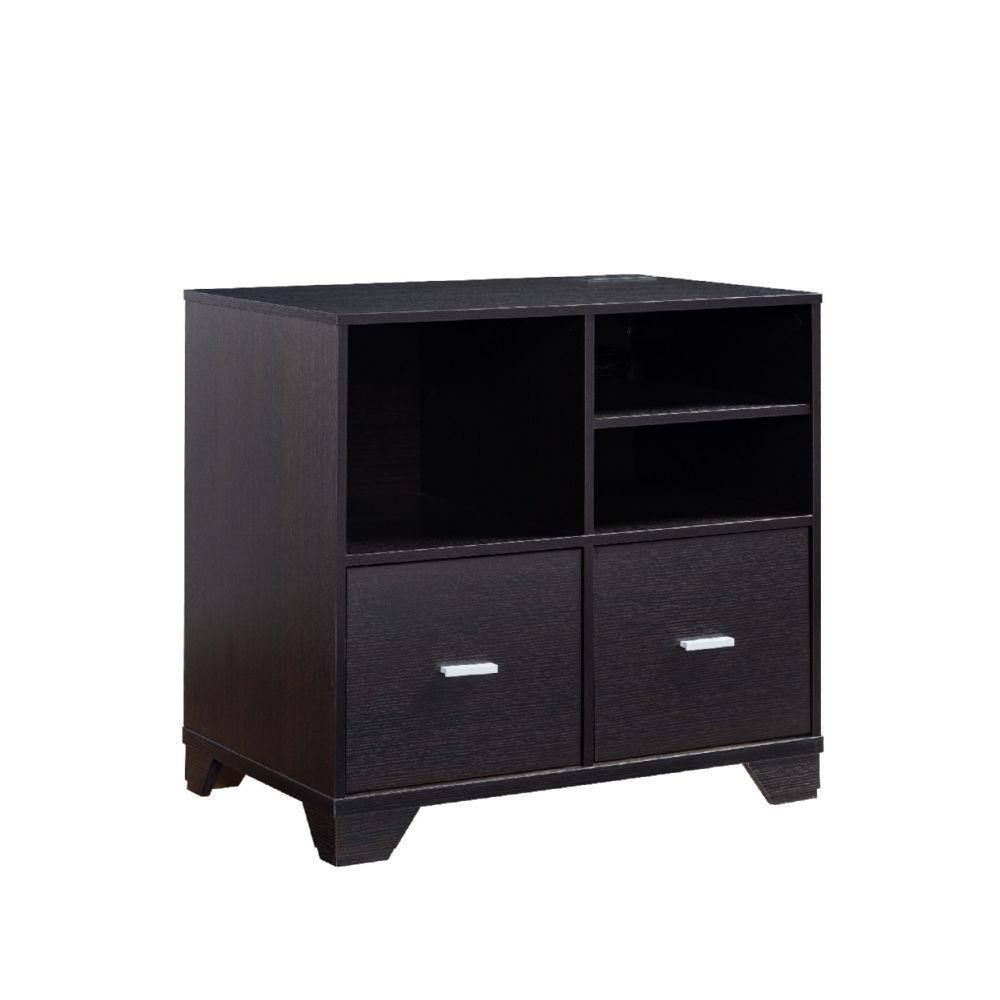 Benjara 31 Inch Dark Brown File Cabinet Printer Stand Table with 2 Drawers BM273003