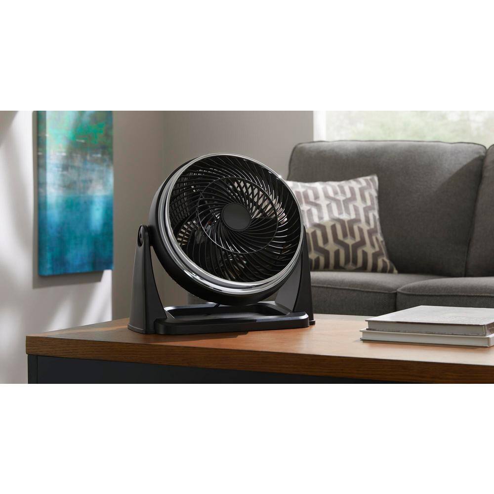 Hampton Bay 11 in. 3 Speed Portable Desk Fan in Black TF-1010S