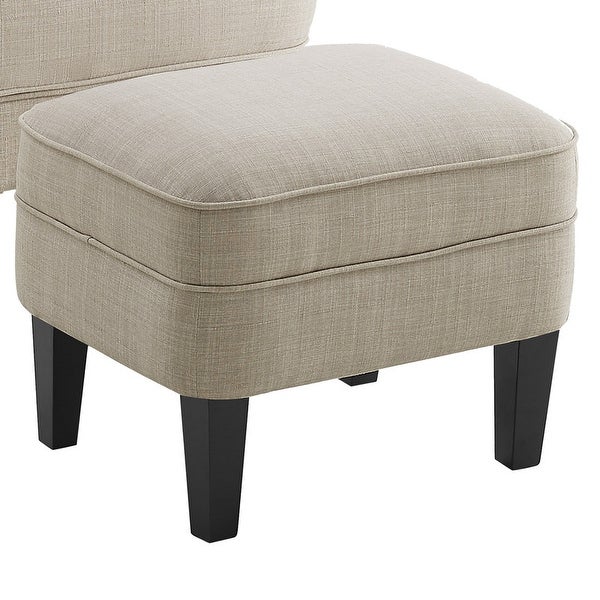 Moser Bay Mignon 30'' Wide Tufted Wingback Accent Chair with Ottoman， Velvet or Linen