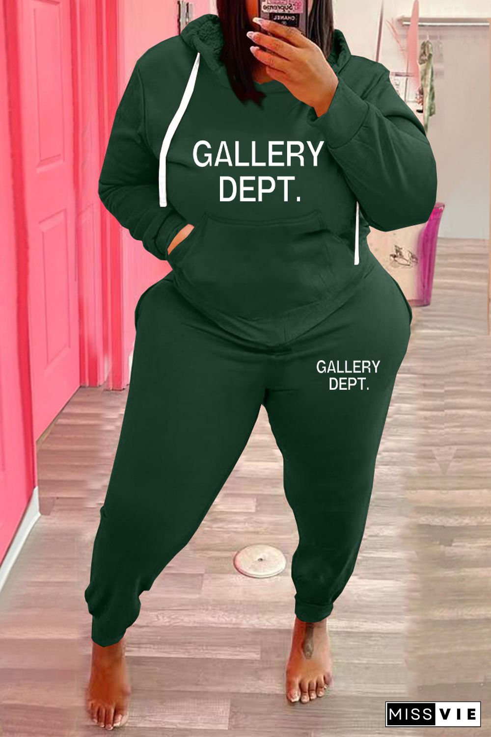 Plus Size Hoodies Sweatshirt and Pants 2 Pieces Sets