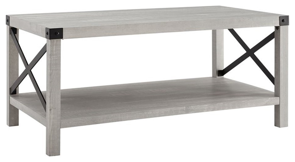 Bowery Hill Modern Farmhouse Coffee Table in Stone Gray Finish   Farmhouse   Coffee Tables   by Homesquare  Houzz