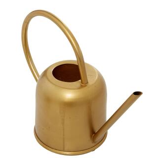 Litton Lane 7 in. and 8 in. Small Gold Metal Watering Can Planter (2-Pack) 045013