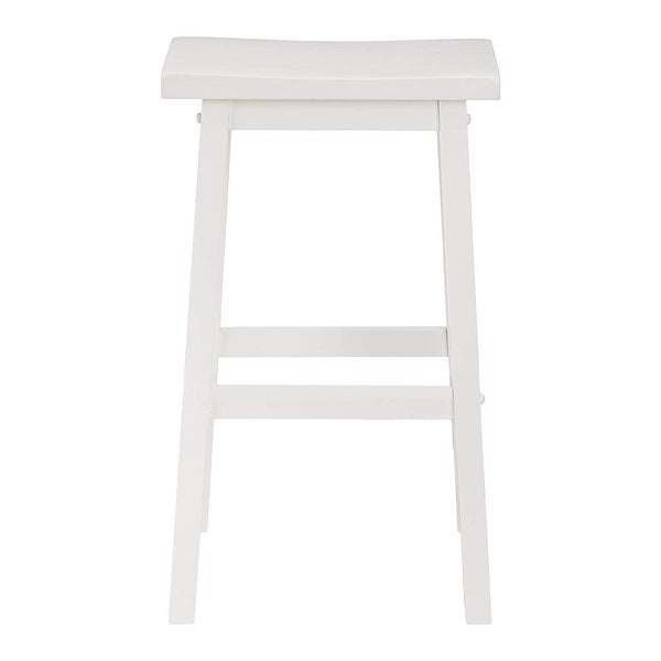 PJ Wood Saddle-Seat 29 Inch Kitchen， Table， and Bar Counter Stool， White， Set of 2 - 13.23