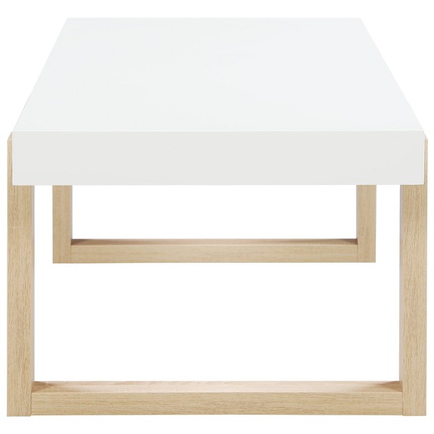 Pala Rectangular Coffee Table White High Gloss natural Coaster