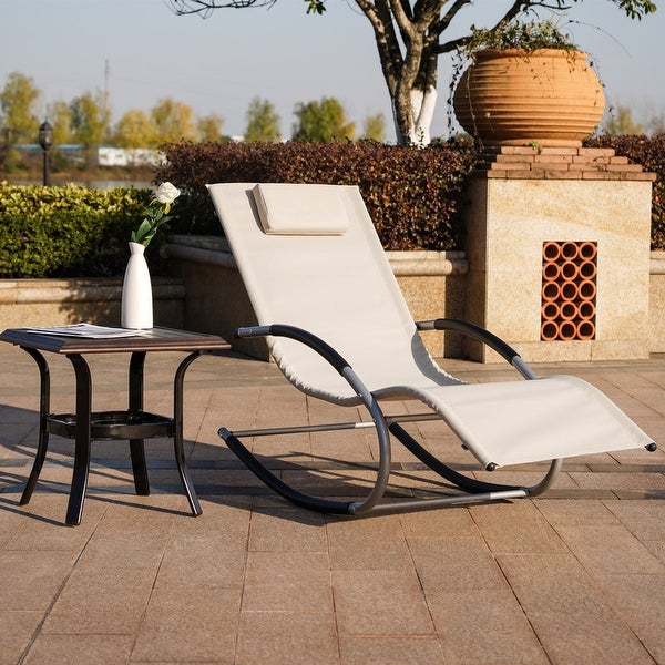 2-Pieces Outdoor Iron Rocking U-shaped Lounge Chair