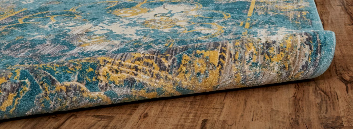 Arsene Teal and Yellow Rug by BD Fine