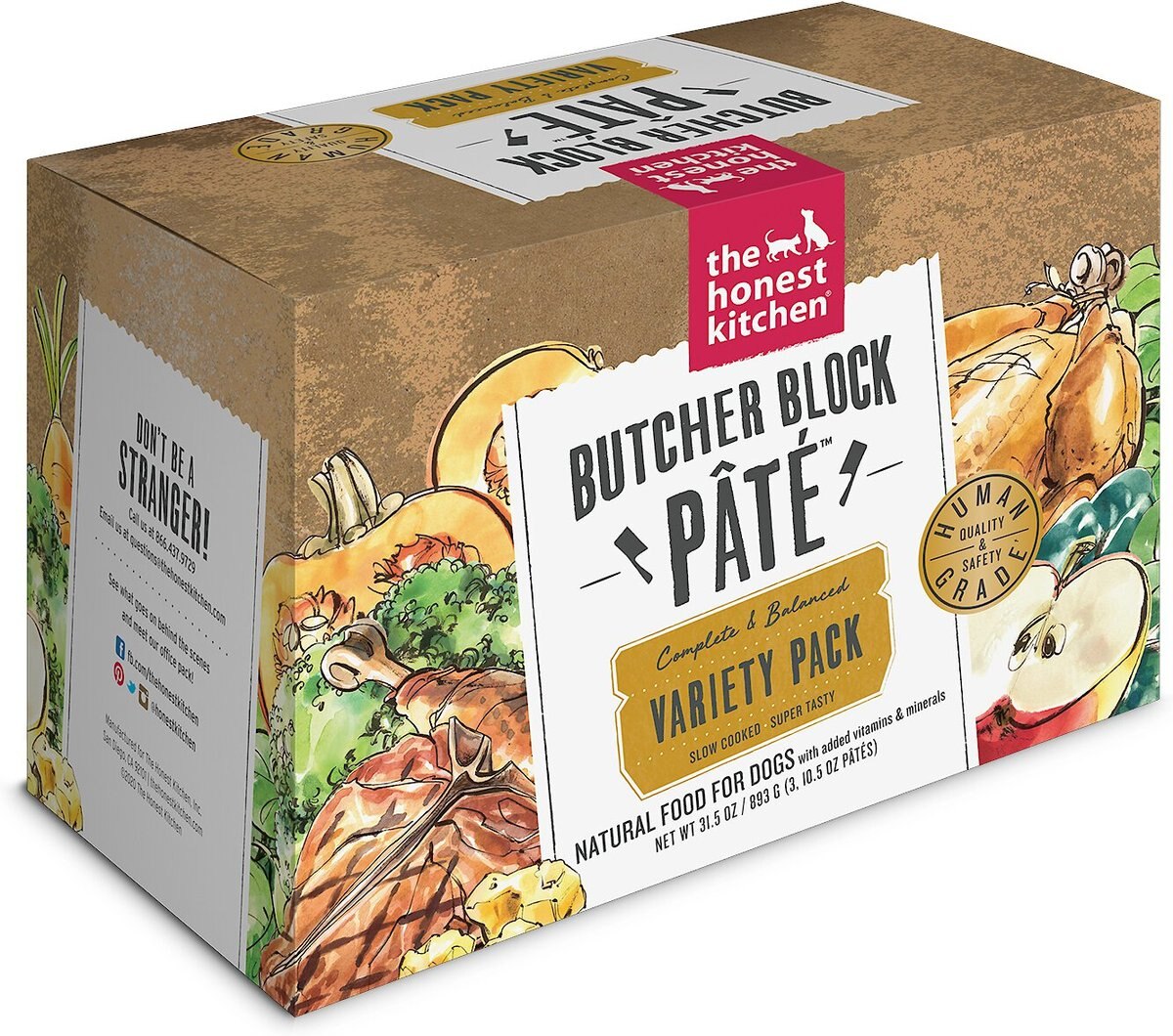 The Honest Kitchen Butcher Block Pate Variety Pack Wet Dog Food， 10.5-oz pouch， case of 3