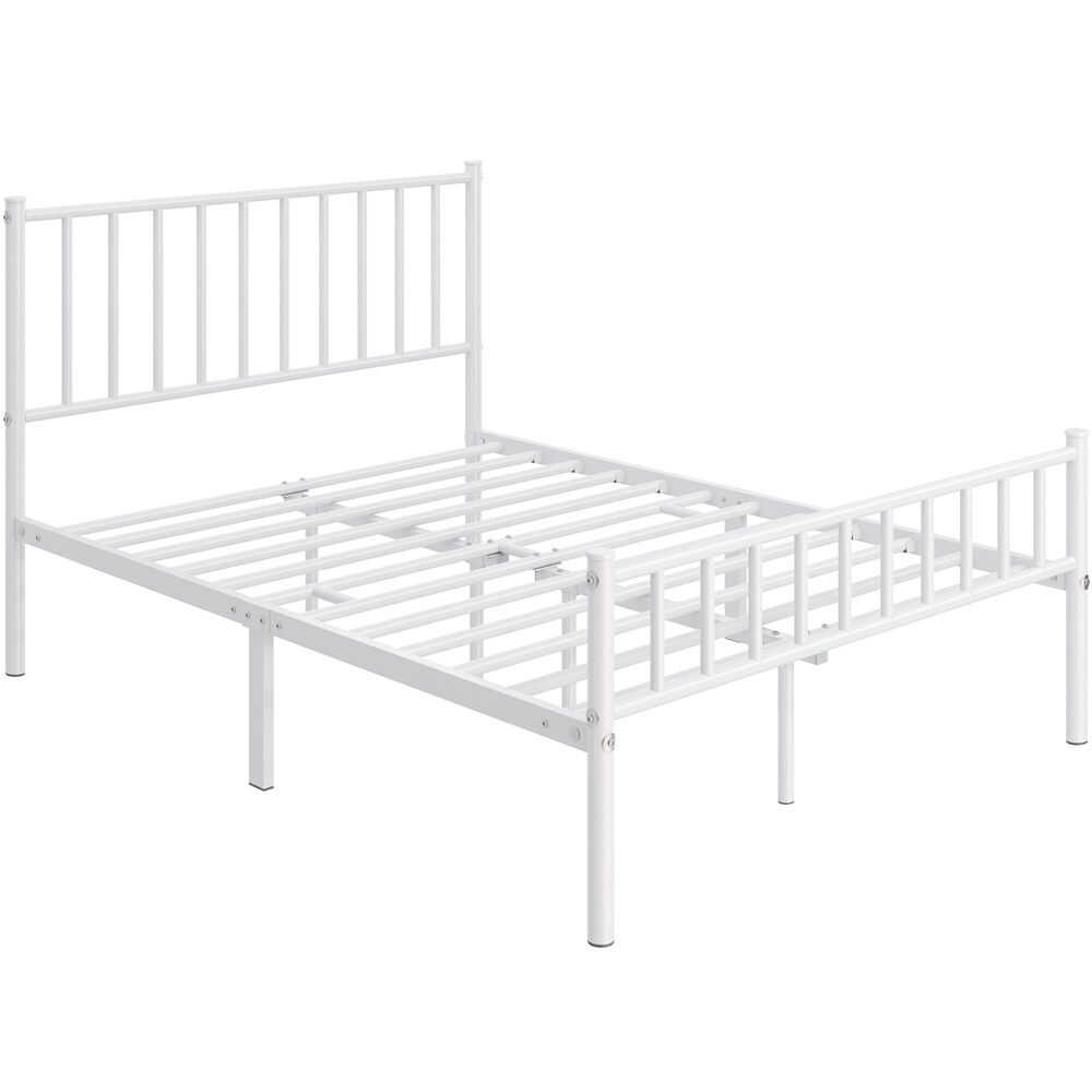 Yaheetech Minimalist Metal Platform Bed Frame with Spindle Headboard and Footboard