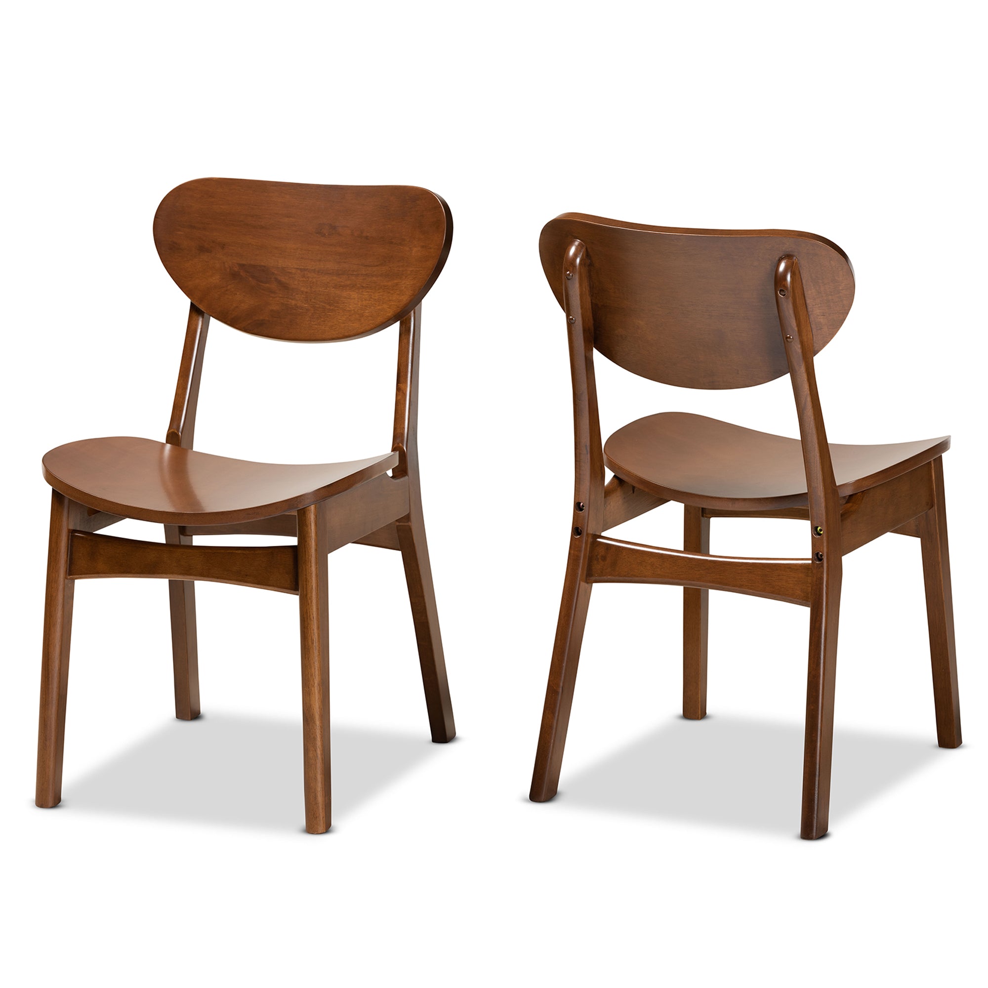 Baxton Studio Katya Dining Chair， Set of 2， Walnut Brown