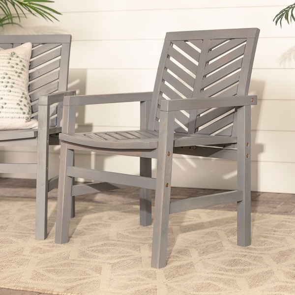 Middlebrook Acacia Wood Chevron Patio Chair (Set of 2)