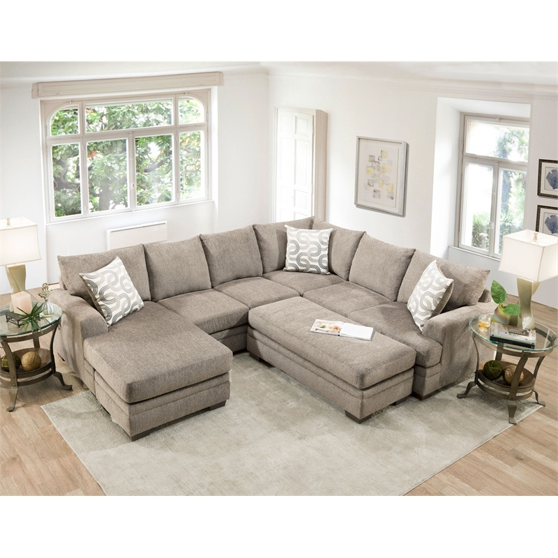 Franklin 2 Piece Sectional with Accent Pillows in Cream   Transitional   Sectional Sofas   by Homesquare  Houzz