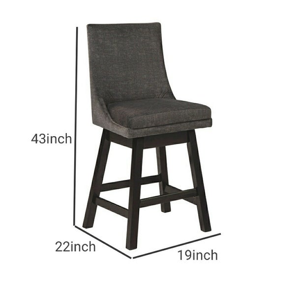 43 Inch Fabric Padded Swivel Barstool， Set of 2， Dark Gray - 43 H x 22 W x 19 L