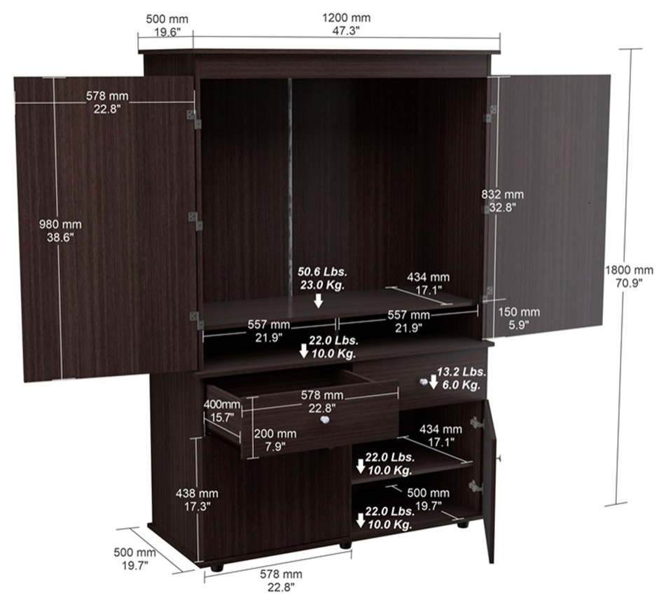 Home Square 2 Piece Set with Corner TV Stand  amp2 Drawer 4 Shelf Armoire   Transitional   Entertainment Centers And Tv Stands   by Homesquare  Houzz