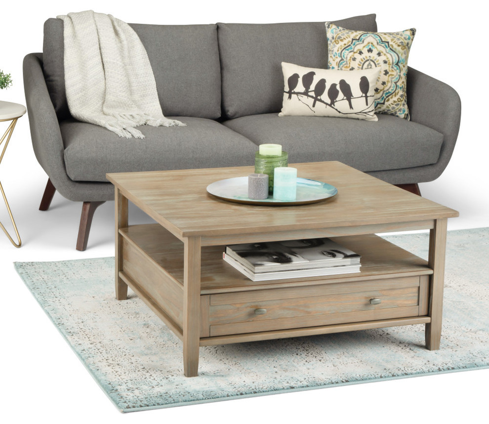 Warm Shaker Solid Wood Square Coffee Table   Farmhouse   Coffee Tables   by Simpli Home Ltd.  Houzz