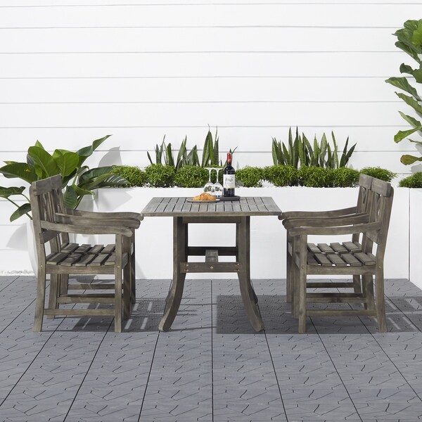 Surfside Rectangular Table and Armchair 5piece Outdoor Handscraped Hardwood Dining Set by Havenside Home